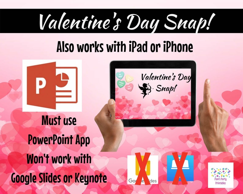 Valentine's Day Snap Memory Game Virtual Zoom Large Screen PowerPoint Game. Galentine's Party Game for Kids, Teens or Adults. Office Game image 8