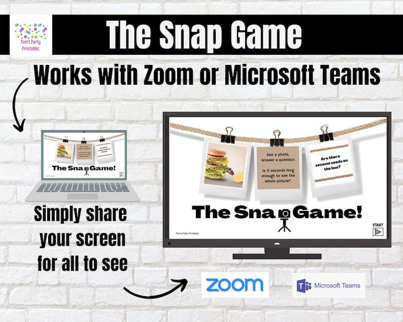 The Snap Anytime Memory Game Virtual Zoom or Large Screen Etsy