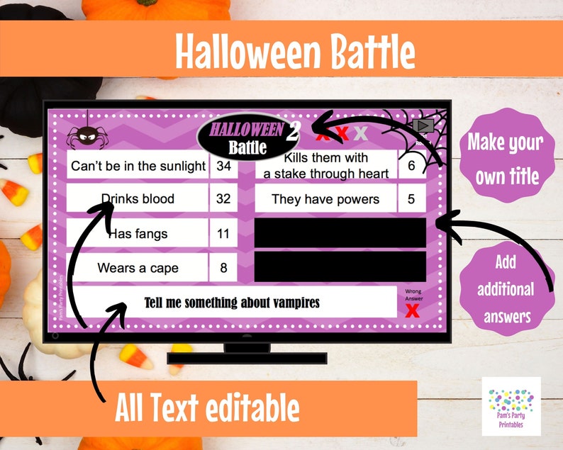 Halloween Game Bundle. Virtual or Large Screen Game, Zoom Game, PowerPoint Game, Halloween Party Game, Family Friendly, Game Show, Trivia image 4