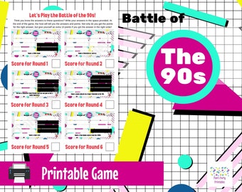 Battle of the 90s Trivia Game: Printable Party Game (PDF)