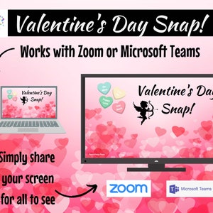 Valentine's Day Snap Memory Game Virtual Zoom Large Screen PowerPoint Game. Galentine's Party Game for Kids, Teens or Adults. Office Game image 6