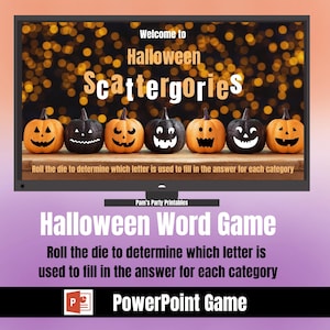 Halloween Scattergories Powerup Power Point Spiel Halloween Themen Wortspiel für Herbstparty, Virtuelle Arbeitstreffen Aktivität für Oktober