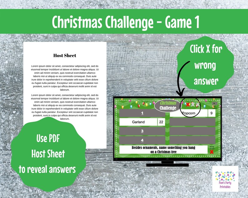 Family Friendly Christmas Game Classroom Virtual Game Christmas Challenge GAME 1- Interactive /& Editable PowerPoint Game Party Game