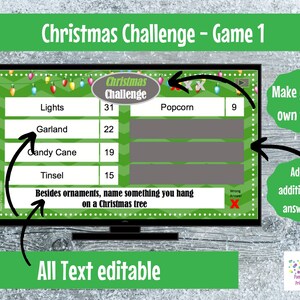 Virtual Game Christmas Challenge GAME 1 Interactive & Editable PowerPoint Game, Christmas Game, Party Game, Family Friendly, Classroom image 3