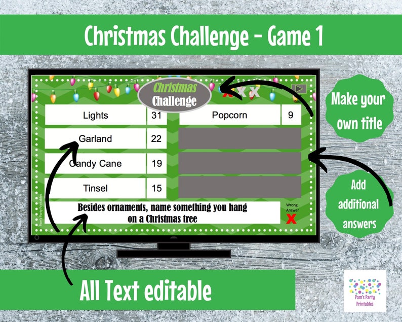 Virtual Game Christmas Challenge GAME 1 Interactive & Editable PowerPoint Game, Christmas Game, Party Game, Family Friendly, Classroom image 3