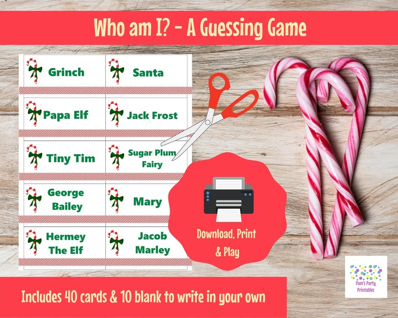 Who Am I Printable Game Hedbanz Headbands Christmas - Etsy