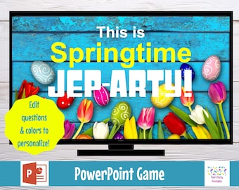 Large Screen or Virtual Game Springtime Jep-arty! Trivia Game, PowerPoint Game, Game Show, Zoom Game, Interactive, Classroom, Easter game