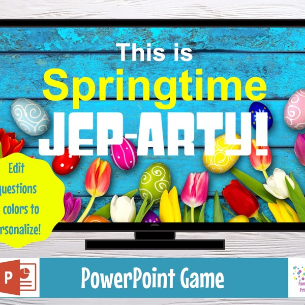 Large Screen or Virtual Game Springtime Jep-arty! Trivia Game, PowerPoint Game, Game Show, Zoom Game, Interactive, Classroom, Easter game