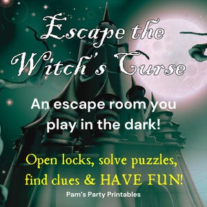 Escape the Witch's Curse - An at home Escape Room Kit: Halloween Game for teens or adults. A Unique Halloween escape you play in a dark room