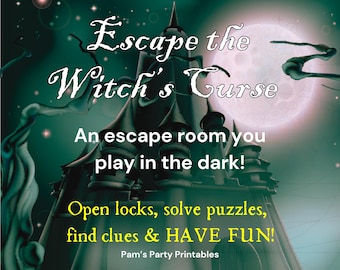 Sfuggi alla maledizione della strega - Un kit per una escape room a casa: gioco di Halloween per adolescenti e adulti. Un'escape room unica per Halloween da giocare in una stanza buia.