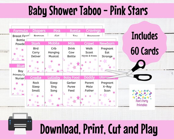 It's A Girl – Pink Stars – Baby Shower The Baby Game Printable