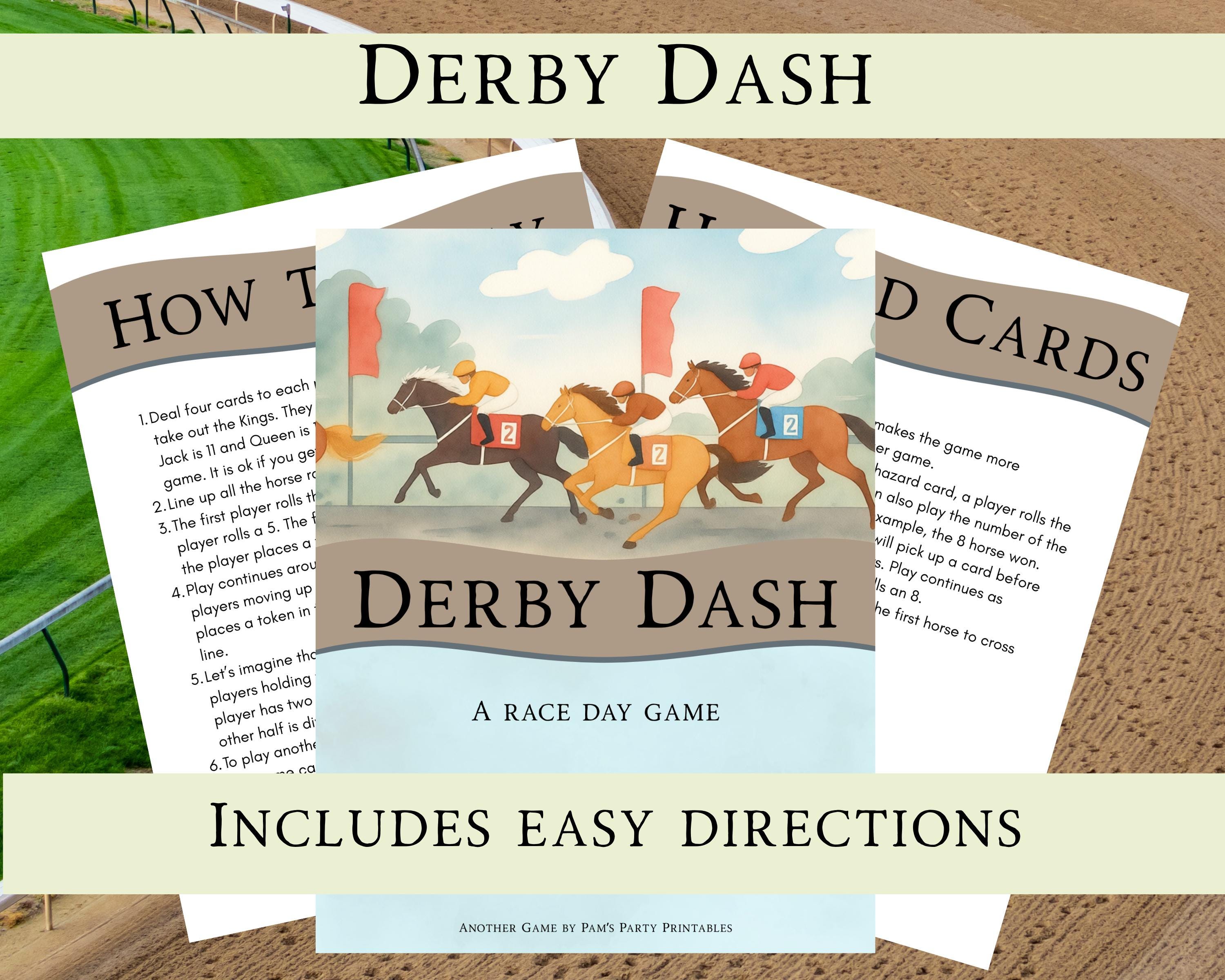 Derby Dash Printable Horse Race Game, Kentucky Horse Party Game, Roll ...