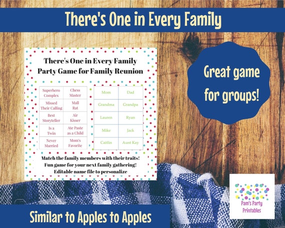 There's One in Every Family, Family Reunion Game, Compare Apples to Apples, Printable Game, Family Picnic, Group Game, Family Fun Game Il_570xn