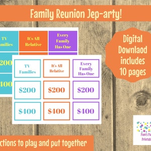 Family Reunion Jep-arty, Printable Game, Family Game, Party Game, Holiday Game, Family Reunion Game, image 2