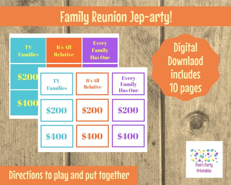 Family Reunion Jep-arty, Printable Game, Family Game, Party Game, Holiday Game, Family Reunion Game, image 2