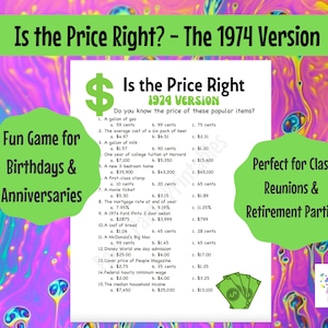 1974 Is this Price Right - 50th birthday. 50th Anniversary, Class of 1974, Reunion, Retirement, 70s Party, Virtually or in person