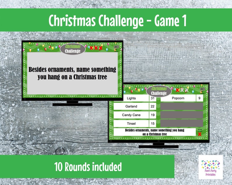 Family Friendly Christmas Game Classroom Virtual Game Christmas Challenge GAME 1- Interactive /& Editable PowerPoint Game Party Game