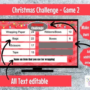 Virtual Game Christmas Challenge GAME 2 Interactive & Editable PowerPoint Game, Christmas Game, Party Game, Family Friendly, Classroom image 3