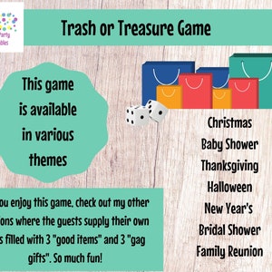 Winter Holiday Trash or Treasure Printable Dice & Card Game for Large Group, Winter, Classroom, GNO, Hanukkah Game, Mingle Game, Table Game image 5