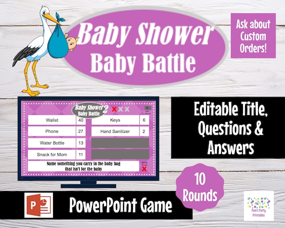 Virtual Game Gender Neutral Baby Battle 2 - Editable PowerPoint Game - Baby Shower Party Game - Family Friendly Zoom Game Il_570xn