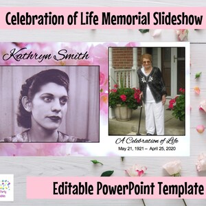 DIY Celebration of Life Slideshow - Funeral Slideshow Template - Editable PowerPoint - Virtual Funeral - Virtual Memorial Slideshow