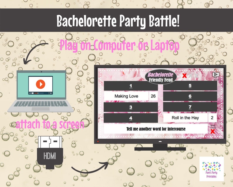 Virtual Game or In Person, Bachelorette Party Battle, Bridal Shower, Editable PowerPoint Game, Bridal Shower Party Game, Girls Night image 7