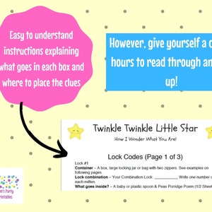 Twinkle Twinkle Nursery Rhyme DIY Escape Room Game, Gender Reveal, Surprise, Family Friendly, Baby Shower, Baby Sprinkle, New Mom, New Baby image 4