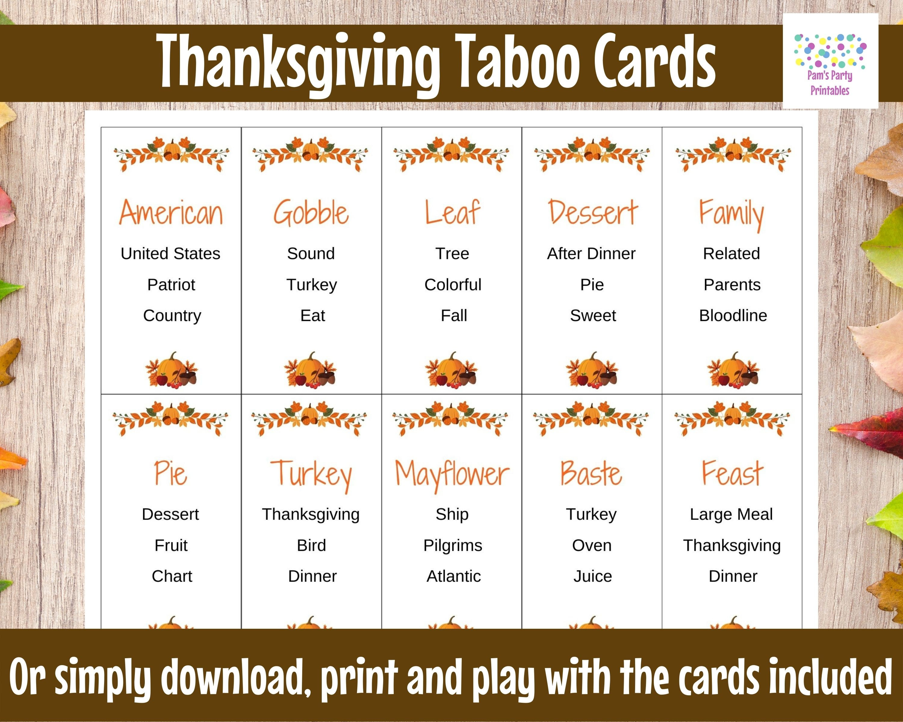 Taboo word list printable