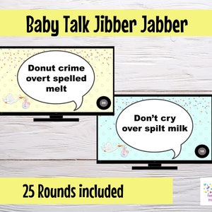 Virtual or Large Screen Baby Shower Game Jibber Jabber Baby Talk Game Sound out the words to reveal actual meaning PowerPoint Zoom Game image 4