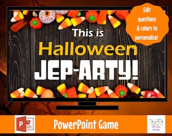 Halloween Jep-arty!, Halloween Party Game, Halloween Trivia, Halloween Game Show, Editable game, Virtual Game or Large Screen Game, Zoom