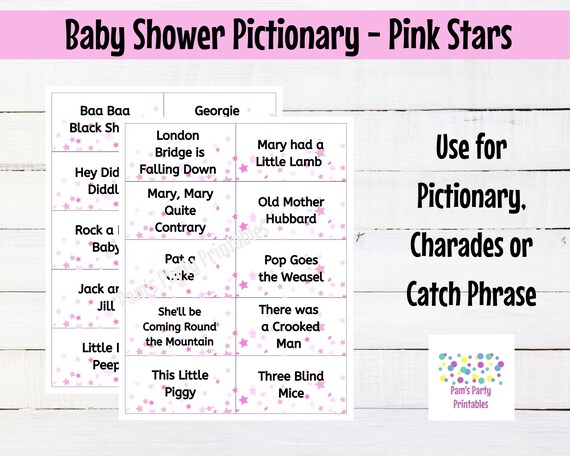 It's A Girl – Pink Stars – Baby Shower The Baby Game Printable