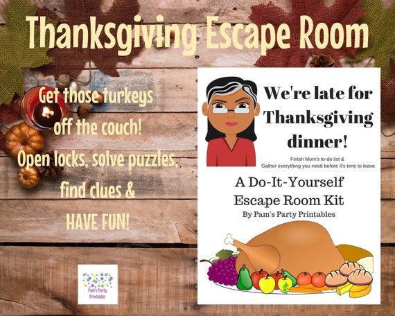 We Re Late For Thanksgiving A Diy Escape Room Kit Etsy
