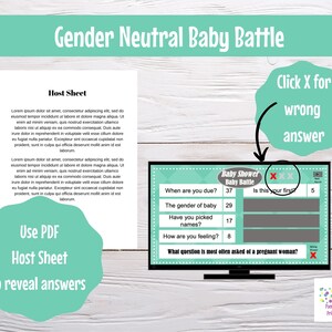 Virtual or Large Screen Game, Gender Neutral Baby Battle, Interactive PowerPoint Game, Baby Shower Party Game, Zoom game, editable questions image 6