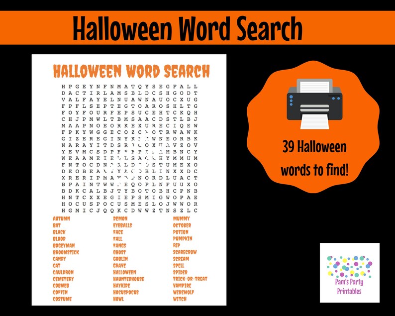 Halloween Printable Game Bundle 10 Games Taboo, Pictionary, Scavenger Hunt, Jep-arty, Scattergories, Halloween Challenge, Word Search, image 5