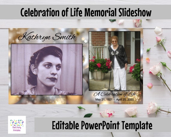 DIY Celebration of Life Slideshow Holiday - Funeral Slideshow - Editable PDF - Virtual Funeral - Virtual Memorial Slideshow Il_570xn