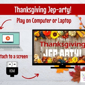 Thanksgiving Jep-arty, Friendsgiving Party Game, Thanksgiving Trivia, Game Show, Editable game, Virtual Game or Large Screen Game, Zoom image 8