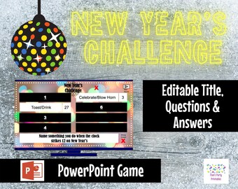 New Year's Eve Challenge: Editable PowerPoint Game (Digital Download)