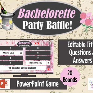 Virtual Game or In Person, Bachelorette Party Battle, Bridal Shower, Editable PowerPoint Game, Bridal Shower Party Game, Girls Night image 1