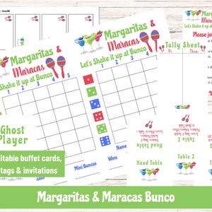 Margaritas and Maracas Bunco Score Sheets, Taco Tuesday Bunco Theme, Cinco de Mayo Bunco,  May Bunco Theme, Editable Invitation
