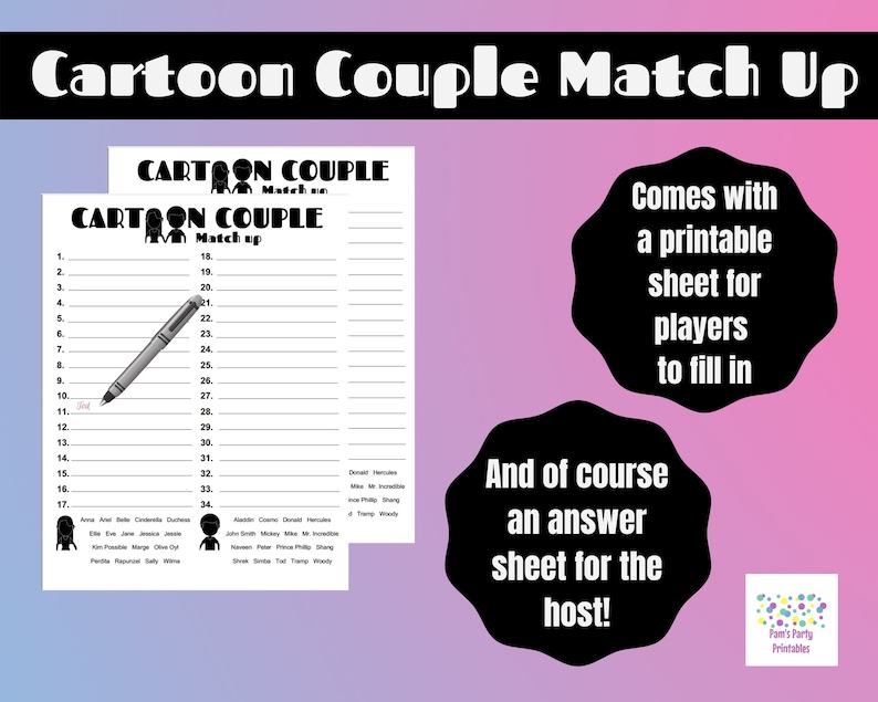 Classroom Game Zoom Game Galentines Game Valentine/'s Day Game Virtual Game Valentine/'s Day Cartoon Couple Match up PowerPoint Game