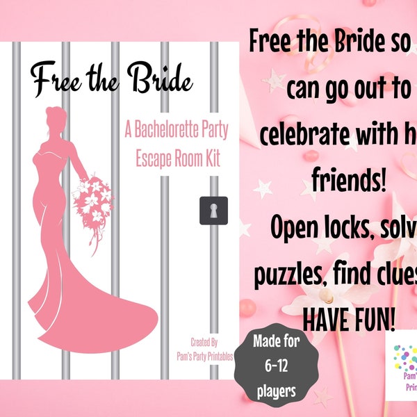 Free the Bride - Kit de salle d’évasion de douche sur le thème du mariage pour enterrement de vie de jeune fille! C’est le jeu d’avant-fête! Jeu d’évasion nuptiale - GNO