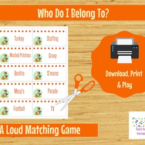 Printable Thanksgiving Game Who do I belong to Loud game, Group Game, Family Friendly, Youth Group, Teen, Classroom, Icebreaker image 1