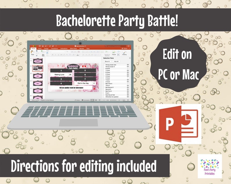 Virtual Game or In Person, Bachelorette Party Battle, Bridal Shower, Editable PowerPoint Game, Bridal Shower Party Game, Girls Night image 6