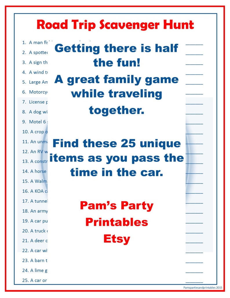 Street Holiday vacation Scavenger Hunt - Spouse and children Welcoming Video game - P Year inside of the Auto - Printable Prompt Obtain picture regarding Road Trip Scavenger Hunt Printable named Street Family vacation Scavenger Hunt - Loved ones Pleasant Match - P Period within just the Auto - Printable Fast Obtain