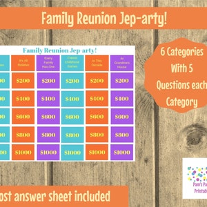 Family Reunion Jep-arty, Printable Game, Family Game, Party Game, Holiday Game, Family Reunion Game, image 1