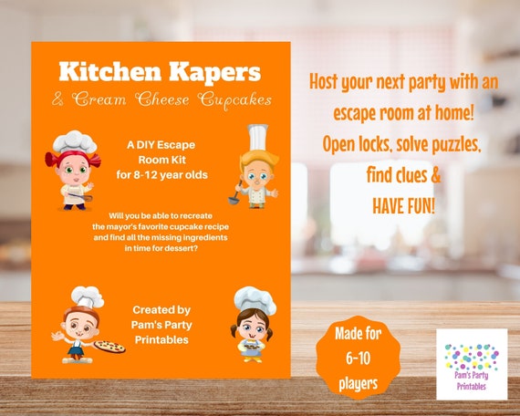 Kitchen Kapers & Cream Cheese Cupcakes - A DIY Escape Room Kit for 8-12 year olds - Family Friendly - Group Game - Party Game Il_570xn
