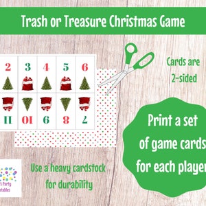 Christmas Trash or Treasure Printable Dice & Card Game for Large Group, Youth Group, Classroom, GNO, Christmas Game, Mingle Game, Table Game image 2