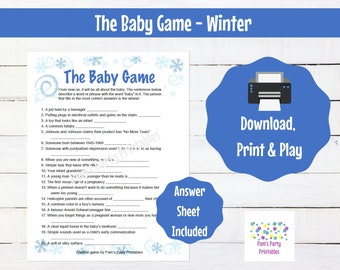 Winter Themed Baby Shower - Baby Shower The Baby Game Printable - Baby Shower Game, Couples Shower, Grandma Shower, Gender Reveal