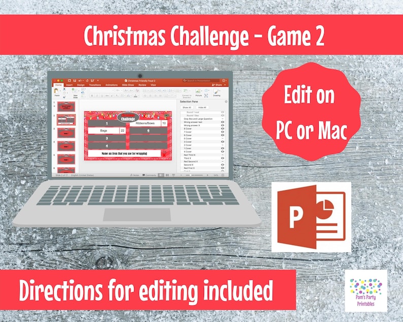 Virtual Game Christmas Challenge GAME 2 Interactive & Editable PowerPoint Game, Christmas Game, Party Game, Family Friendly, Classroom image 4