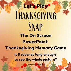 Thanksgiving-Snap-Memory-Spiel mit einem Thanksgiving-Thema Spiel für Friendsgiving Erwachsene oder Jugendliche Team Building Aktivität für Klassenzimmer oder Arbeit